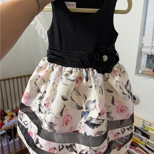 Floral Black and Pink Toddler Dress